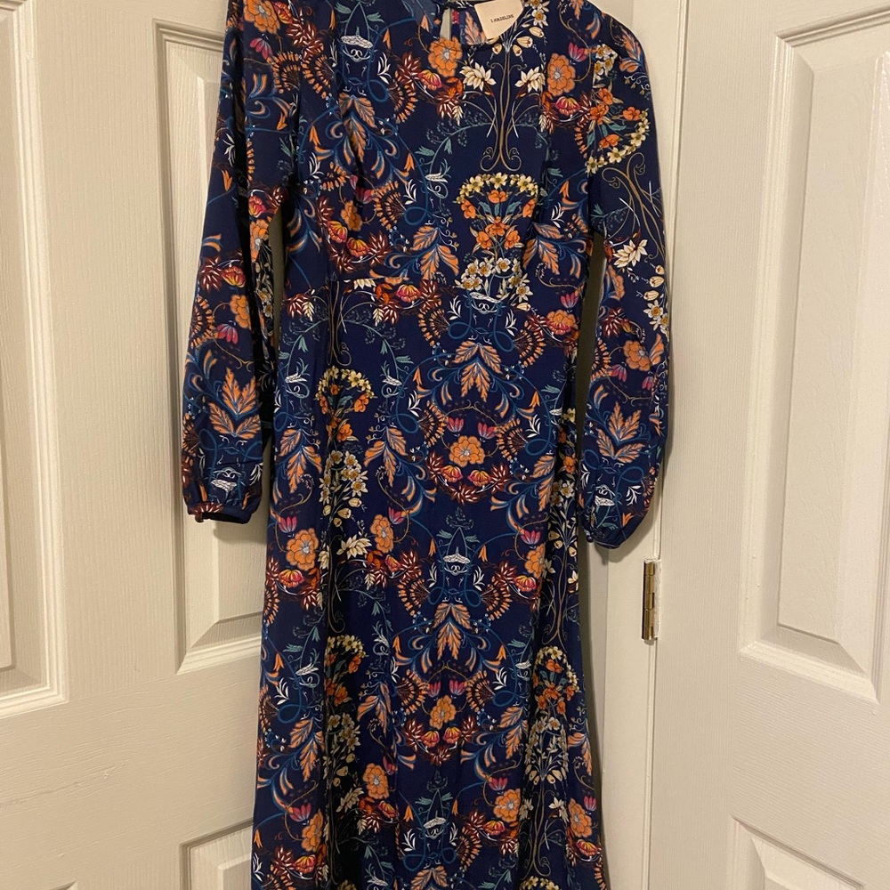 Madeline Orange Mock Neck Bishop Sleeve Sundress